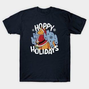 Hoppy Holidays // Funny Christmas Kangaroo T-Shirt